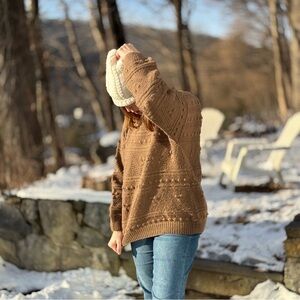 Brown Wool Sweater Crew Neck by Braemar
